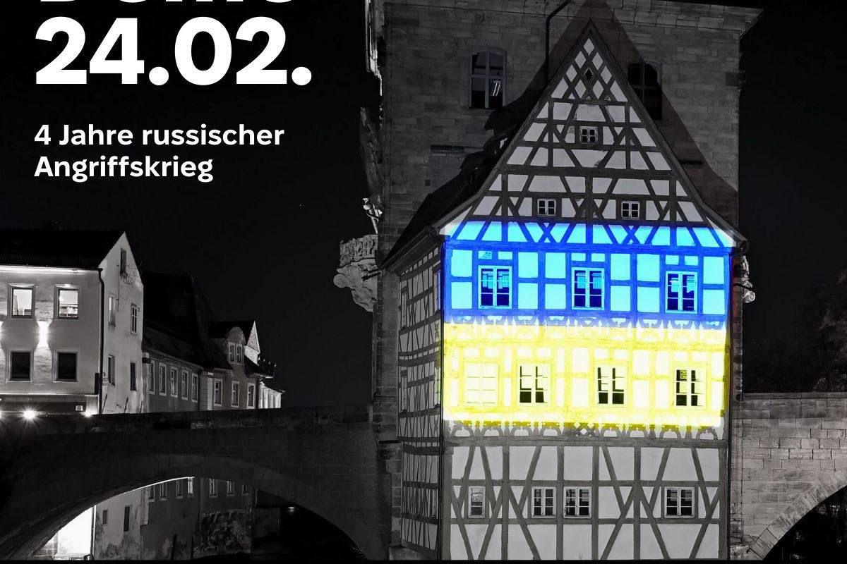 Плакат проукраїнської демонстрації в Бамберзі 24.02.2026