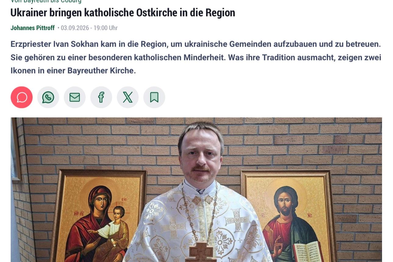 Скрін-шот інтернет-публікації інтервʼю о. Івана Сохана німецькому виданню Nordbayerischer Kurier